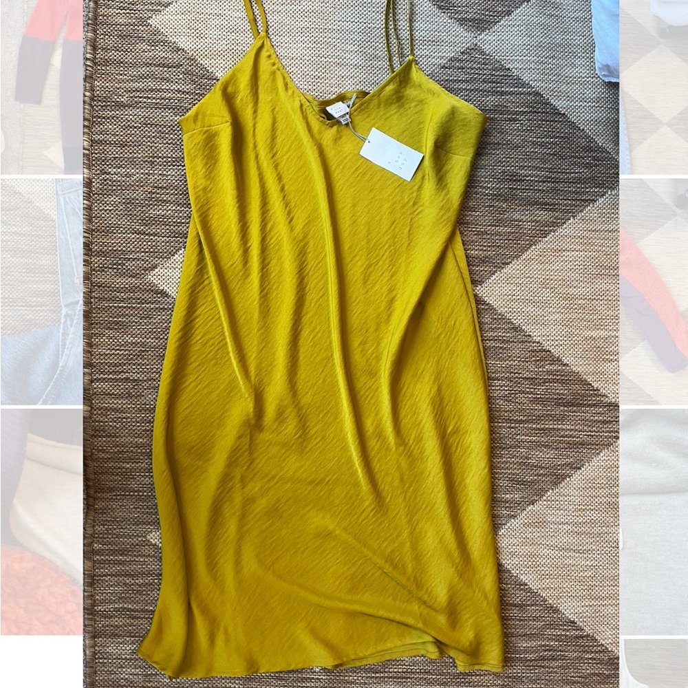 Target A New Day Chartreuse Green Gold Satin Slip Dress XL
